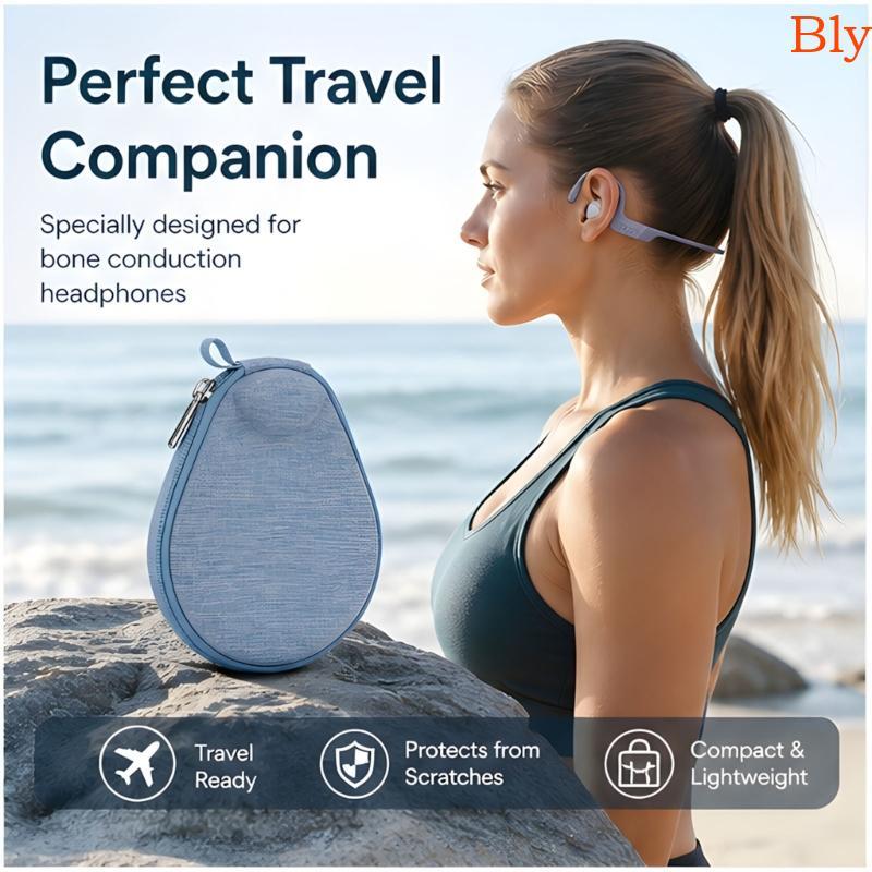 Bly Open Ear Sports Headphone Storage Case Bolsa De Viagem Rígida Com Abertura Zíper Para Transporte Diário E Deslocamen