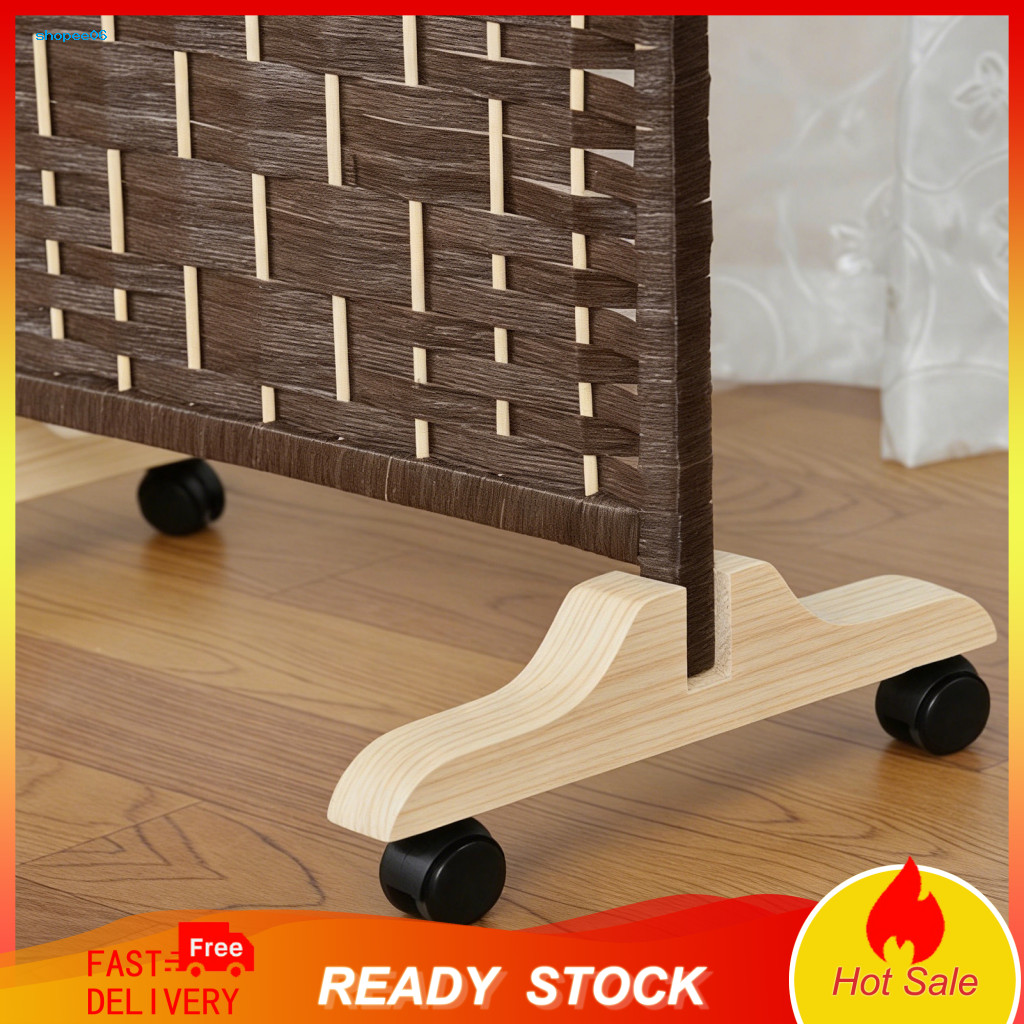 Durable Partition Support Feet Room Divider Stand 3pcs Heavy Duty Wood with Wheels Portable Privacy Screen Panels Adjust