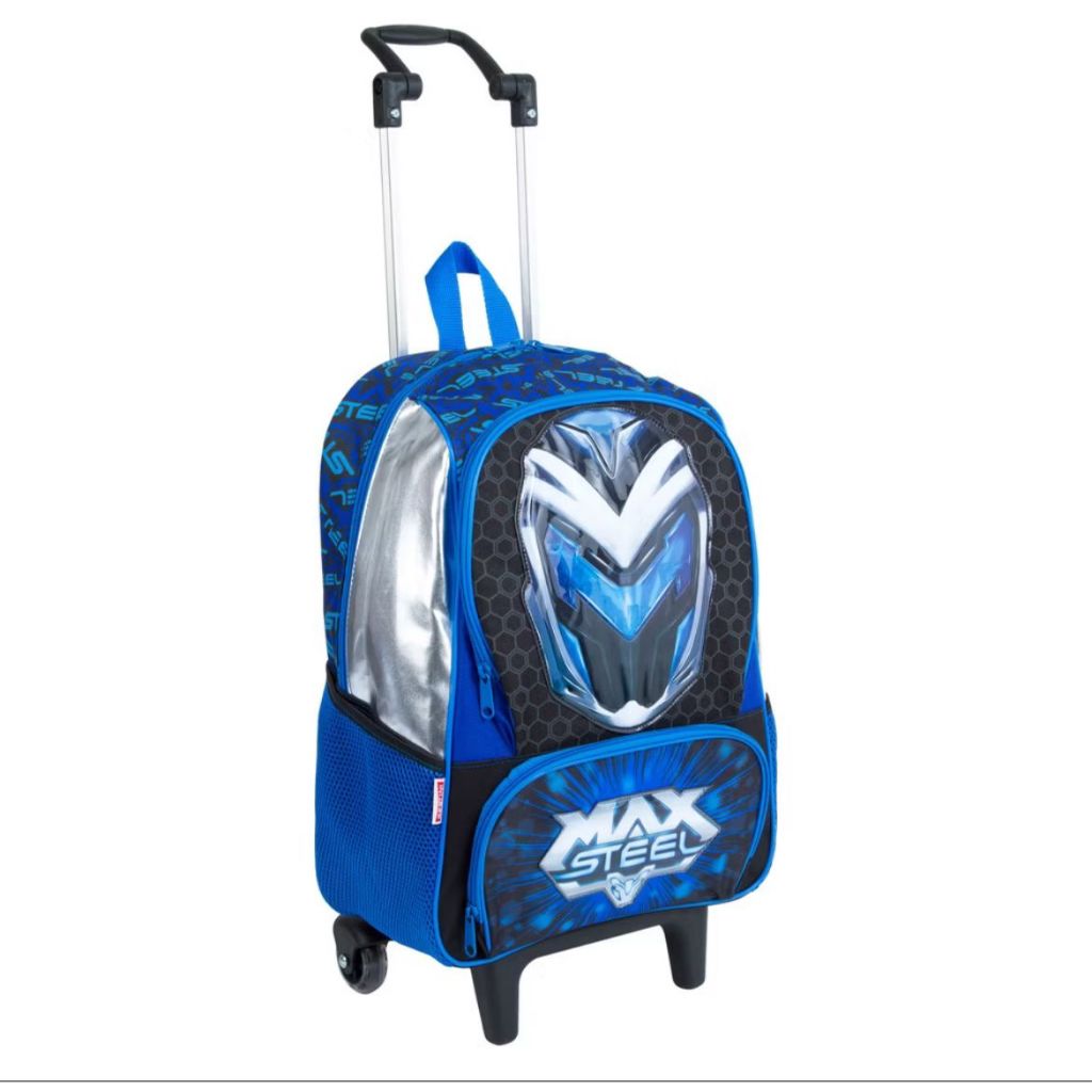 Mochila Rodinhas Max Steel 17Y Azul Grande Original Sestini