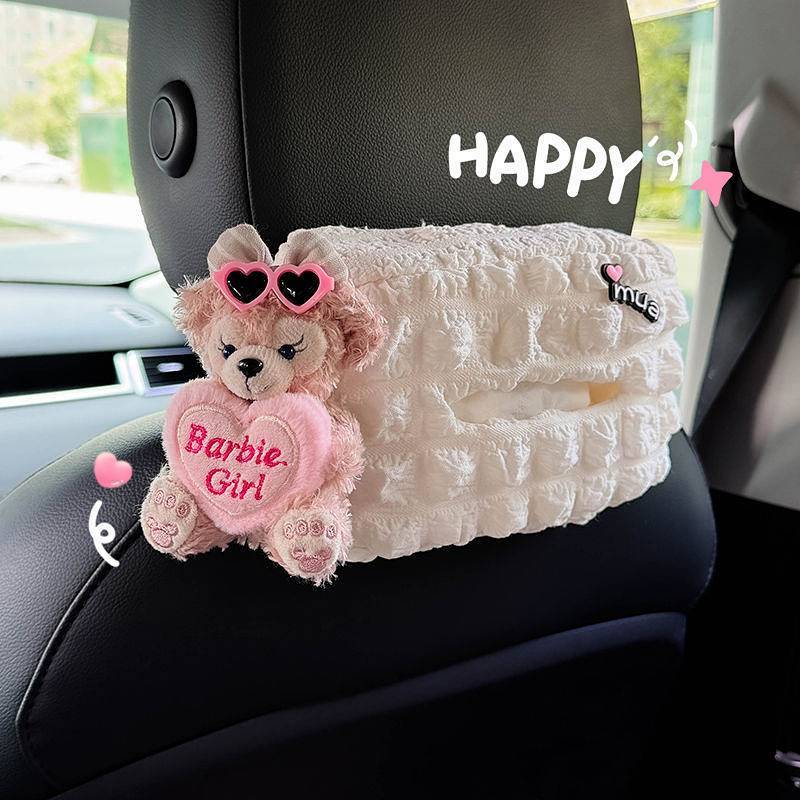 Car Tissue Box Bags Cute Back Bear Decoration Tissue Dispenser Paper Bag Seat Female Chair Back in-Car Car Hanging ULct