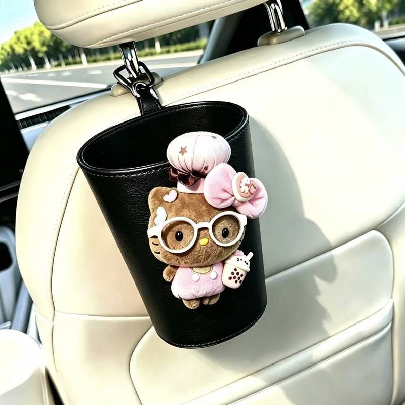 New Car Tissue Box Trash Can Cute Super Cute KT Hanging Storage Bag Car Seat Back Rear Trash Can DQnl