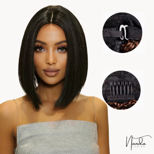 Wig Peruca Lace Curta Channel lisa S/franja Preto