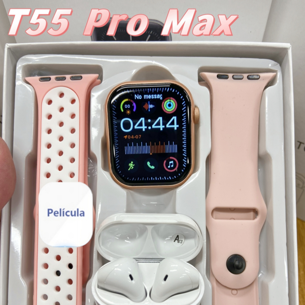 Película Protetora E Fones De Ouvido Para Presente T55 Pro Max , Conectividade Bluetooth , Controle De Toque Inteligente