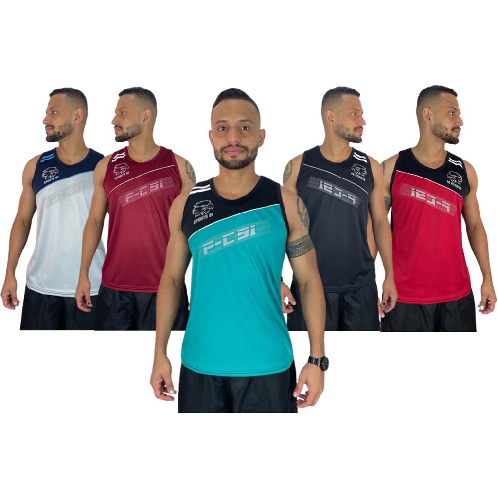 Kit Promocional 3 Camisetas Regata Masculina Academia Esports Drifit Para Corrida Ciclismo Caminhada Cross