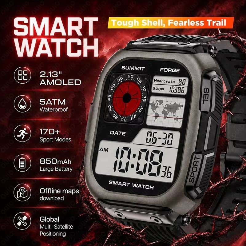Novo Smartwatch Relógio Inteligente À Prova D'água 5ATM 2.13 