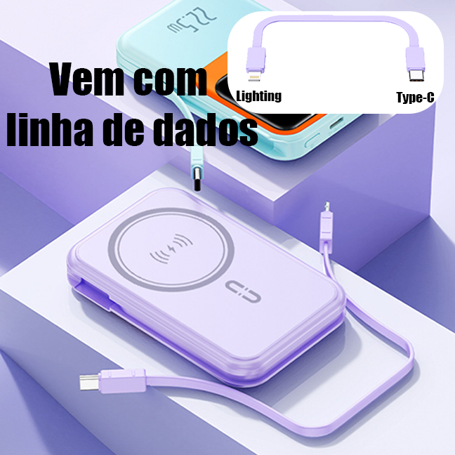 Power Bank 22.5W Magnético Display Digital Recarga Rápida Portátil para iPhone Android -A9