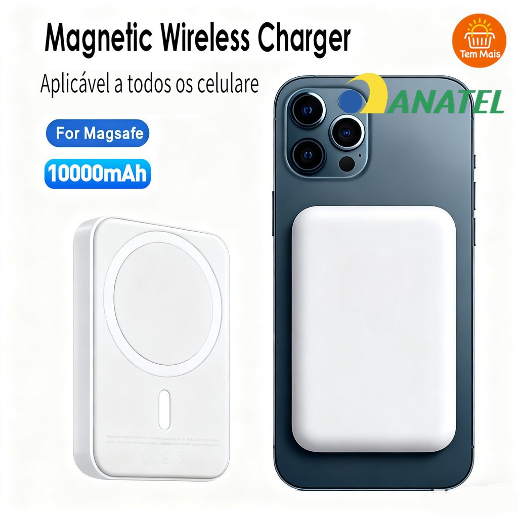 Carregador De Indução Portátil Para iPhone Magsafe Carga De Bateria Sem Fio 3000mAh/5000mAH/10000mah