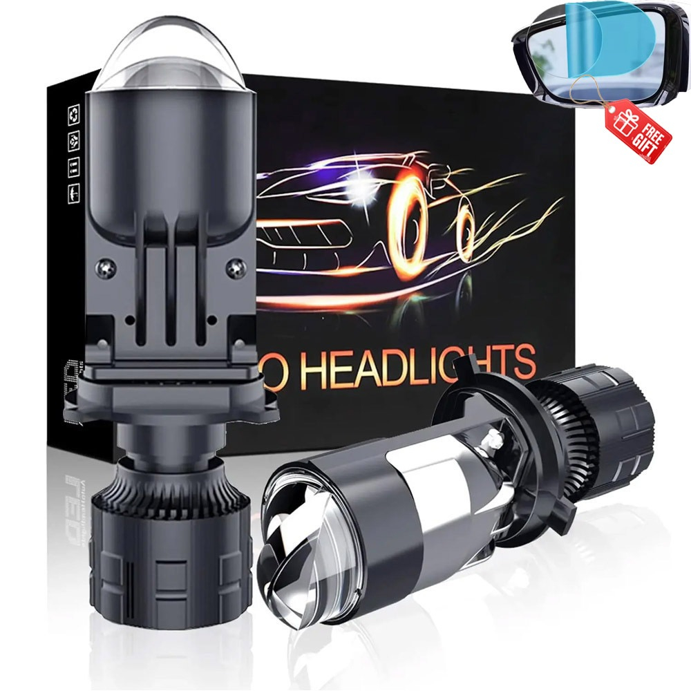 30000LM 120W H4 Projetor LED Mini Lente Auto H4 Kit De Lâmpada De Farol Conversão High Beam Low 6000K Turbo Fan Car