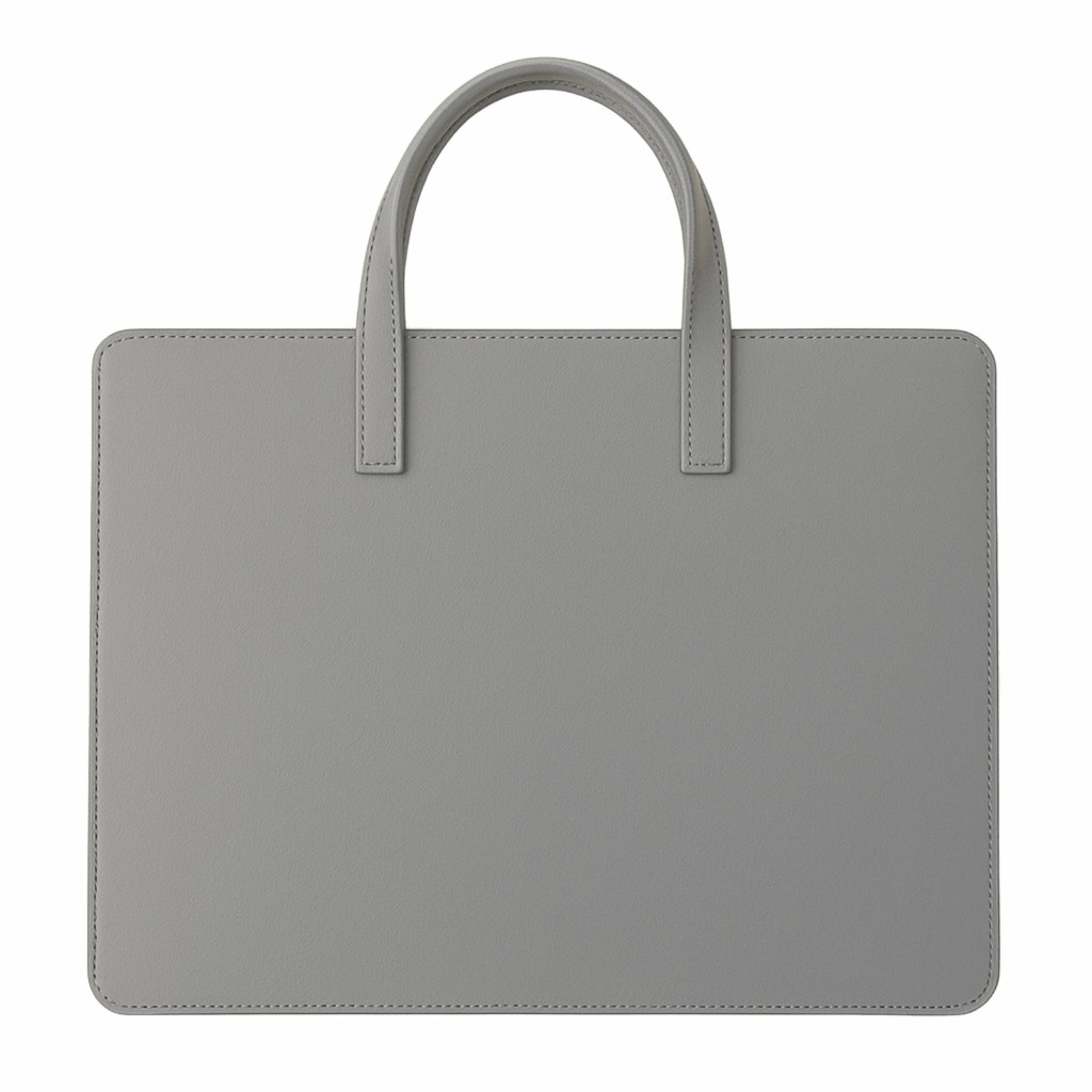 Sacola com Alça Para Notebook Couro Cinza Claro Premium