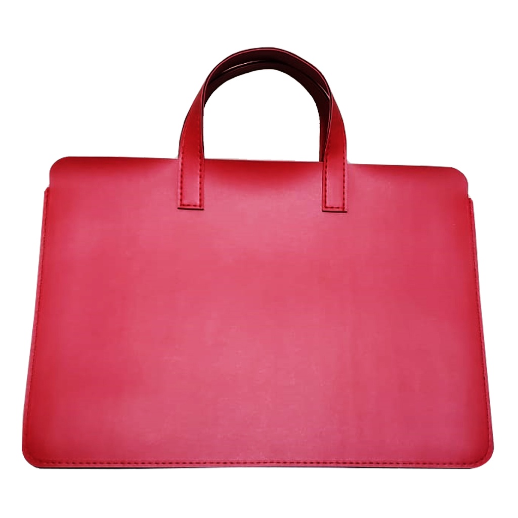 Sacola com Alça Para Notebook Couro Vermelho Premium