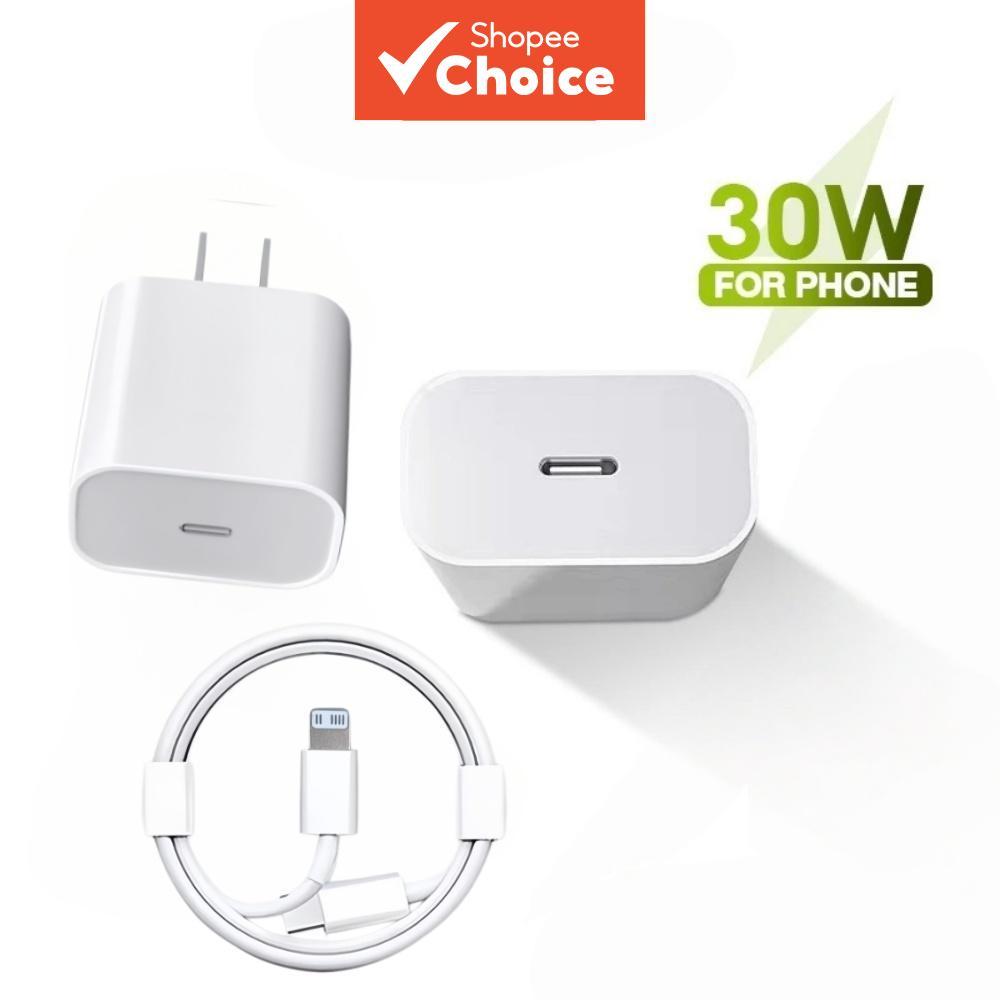 Cabeça de Carregador Rápido com Cabo de Carregamento Rápido 20W 30W PD para iPhone 14 13 Pro Max