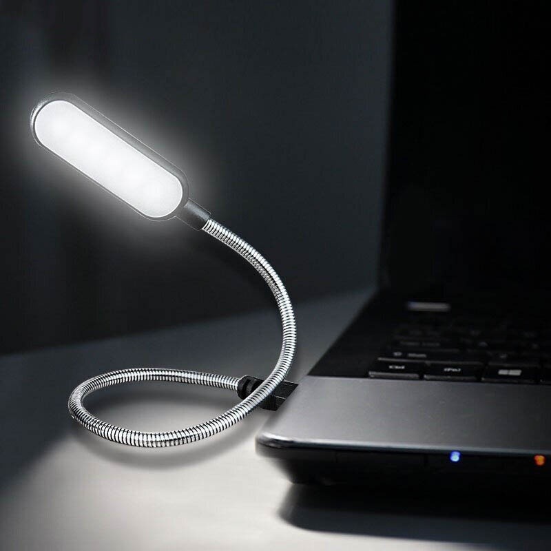 Nova Lâmpada de Mesa USB Portátil com 6 LEDs Flexível para Power Bank, Luz de Leitura Mini para Livros e Laptops.