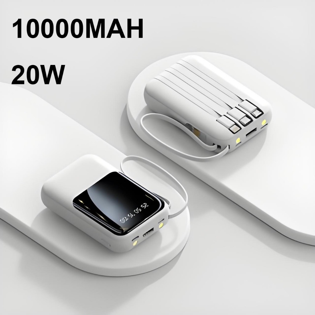 Carregador Portátil Mini com Cabo Integrado: Carga Rápida 20W, Capacidade Grande, Power Bank Portátil -A6
