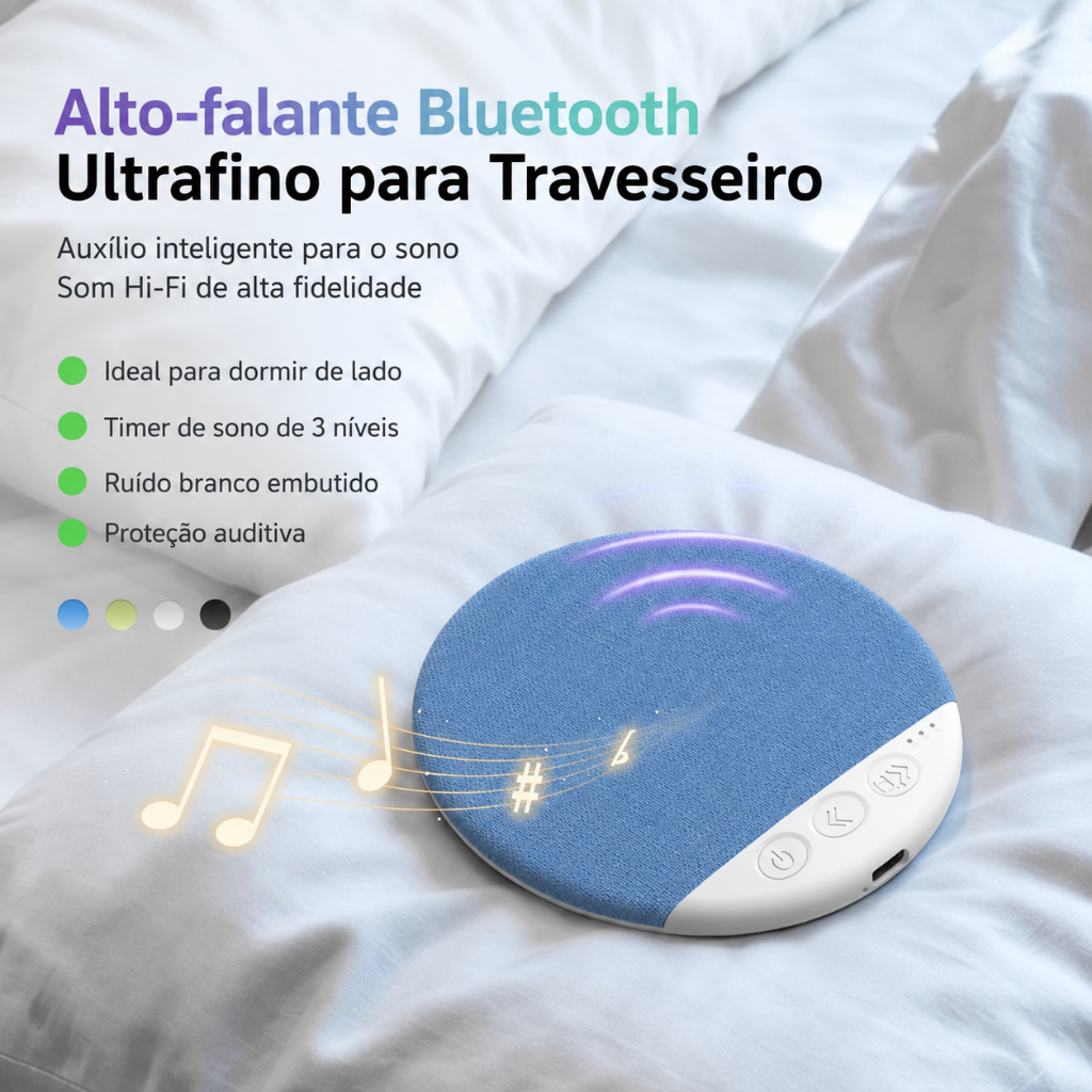 Ultra-Slim Sleep Speaker Bluetooth 5.4 Hearing Protection Low Decibel Timer Dorm