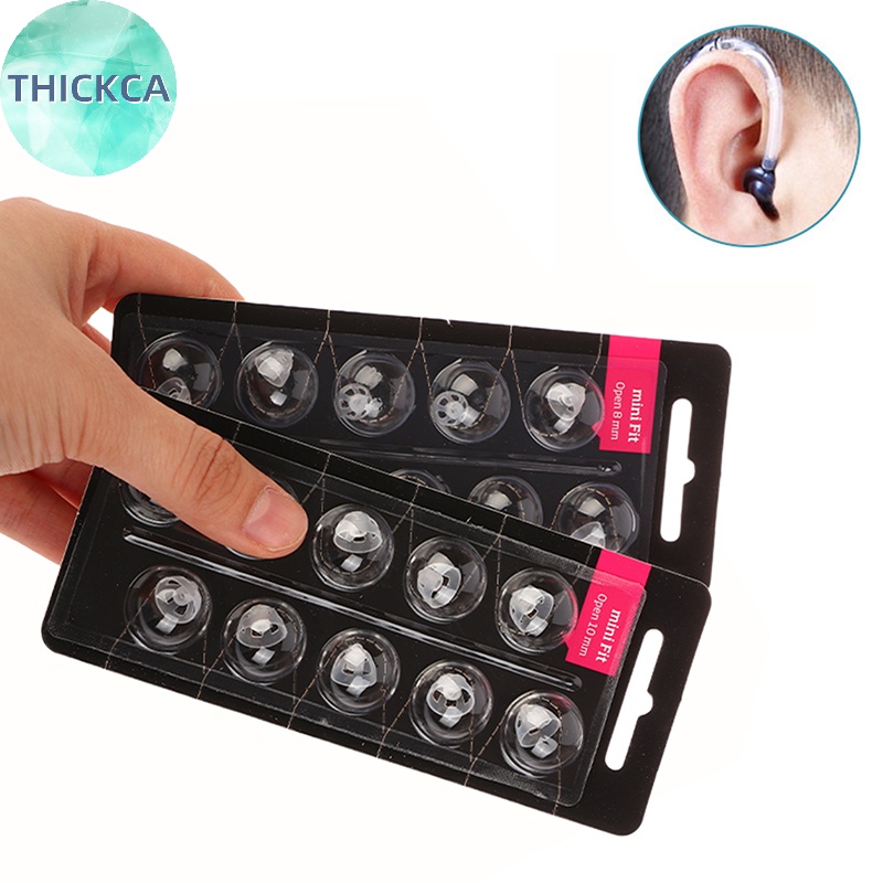 thickca 10Pcs Tampões Auditivos Domes Silicone Branco Dicas Para Ouvido De Ajuste Aberto Acessório Aparelhos Substituíveis 8/10mm Imparamentos br