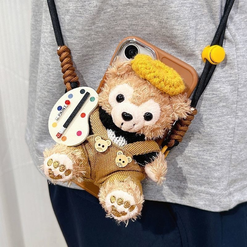 Clipe traseiro do telefone móvel corda mensageiro tráfego polícia urso bonito dos desenhos animados boneca pingente cord