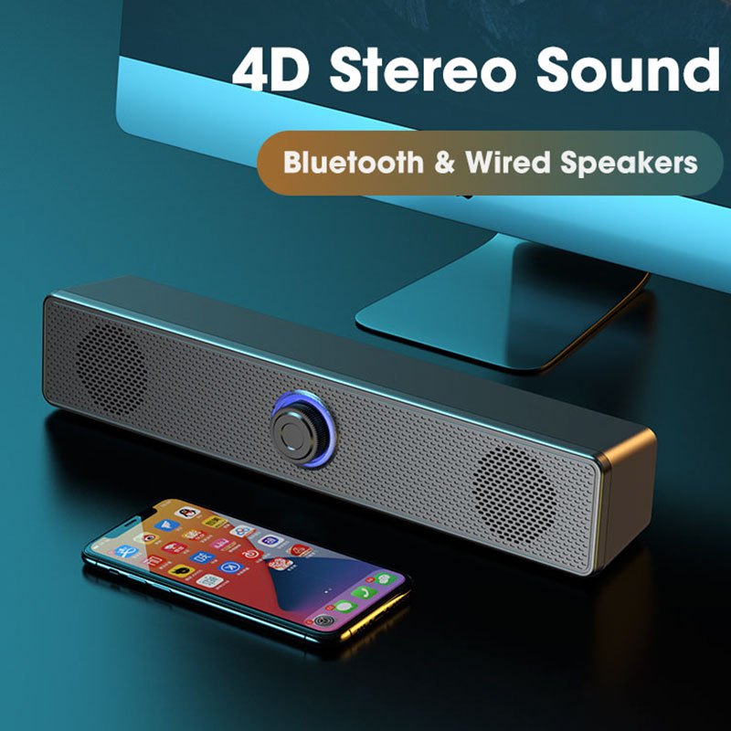 4D Surround Soundbar Alto-Falantes Bluetooth Com Fio Estéreo Subwoofer Barra De Som USB Power Linha Aux Para Portátil PC
