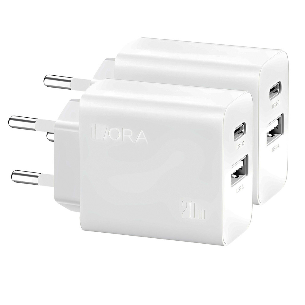 KIT 2x Carregador Usb 1Hora, Porta Usb A/C Pd20W Branco