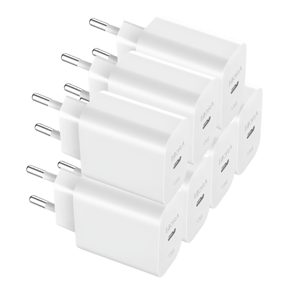 KIT 7x Carregador Usb 1Hora, Porta Usb C Pd20W Branco
