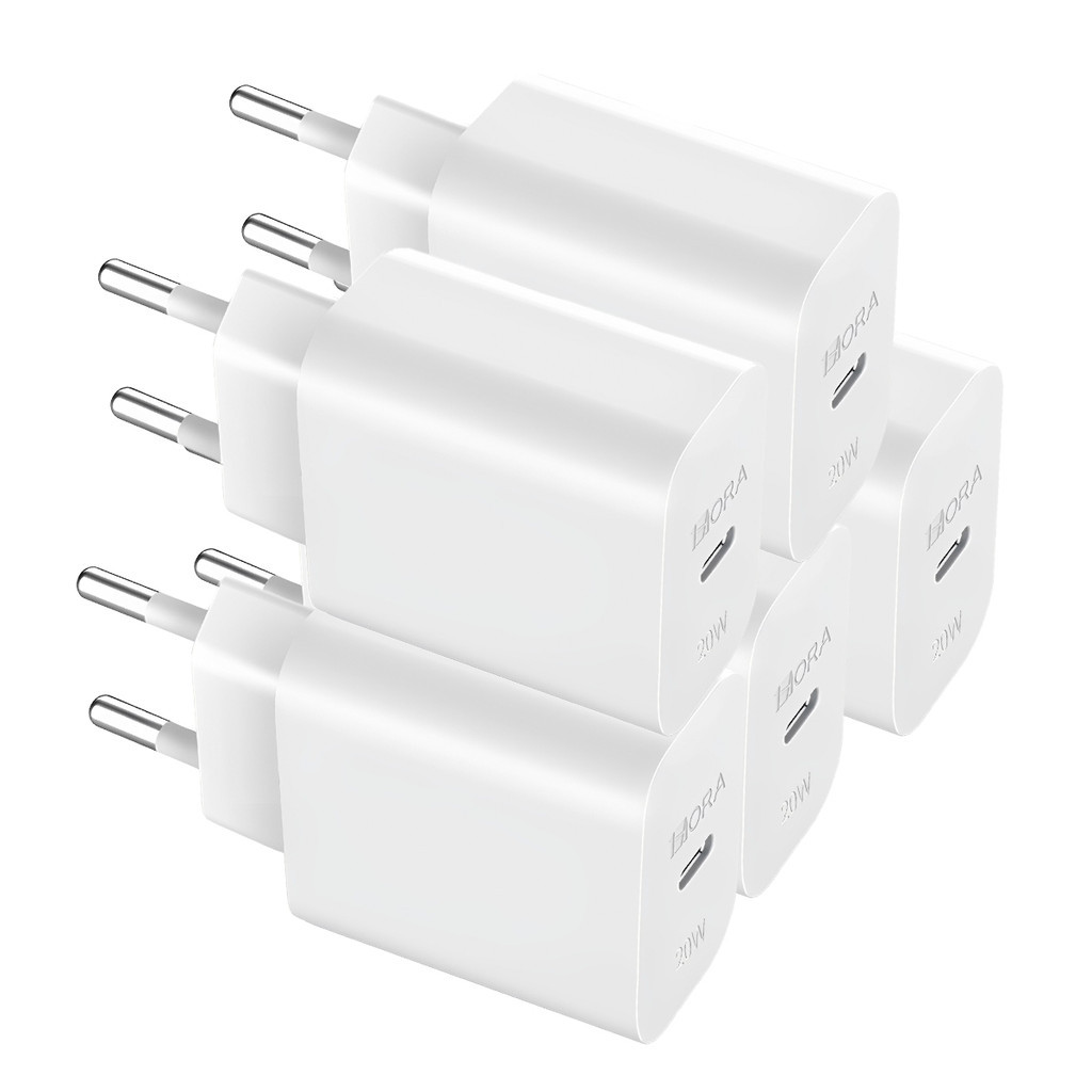 KIT 5x Carregador Usb 1Hora, Porta Usb C Pd20W Branco