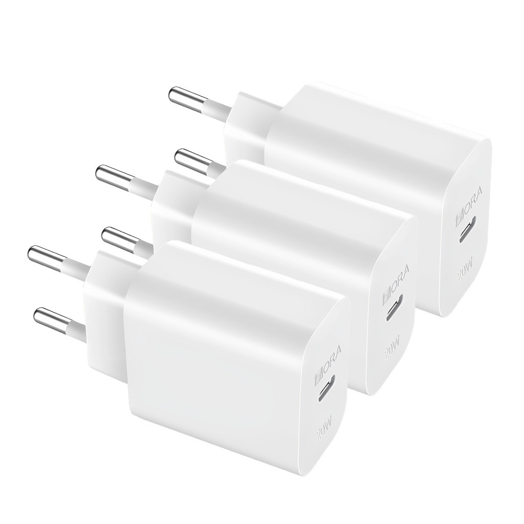 KIT 3x Carregador Usb 1Hora, Porta Usb C Pd20W Branco
