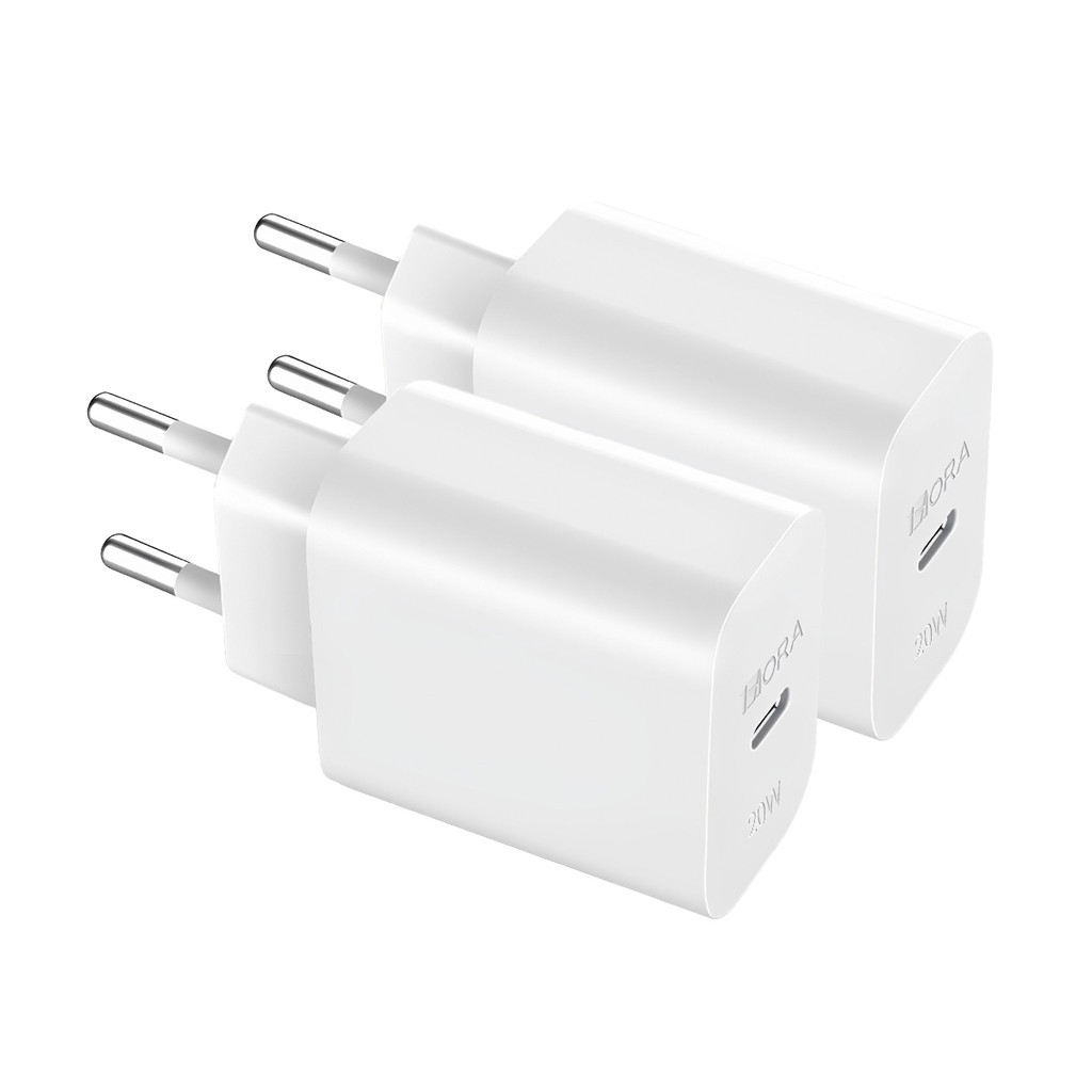 KIT 2x Carregador Usb 1Hora, Porta Usb C Pd20W Branco