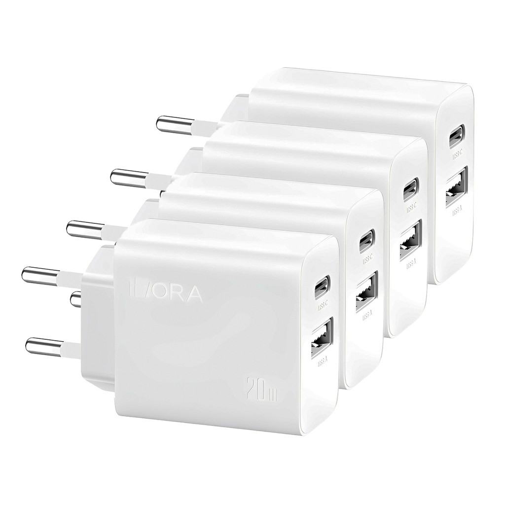 KIT 4x Carregador Usb 1Hora, Porta Usb A/C Pd20W Branco