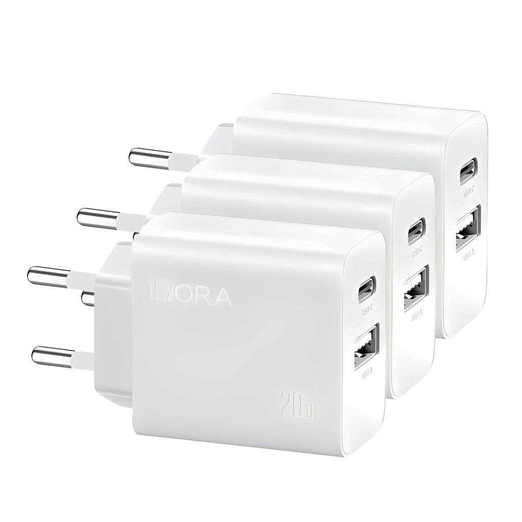 KIT 3x Carregador Usb 1Hora, Porta Usb A/C Pd20W Branco