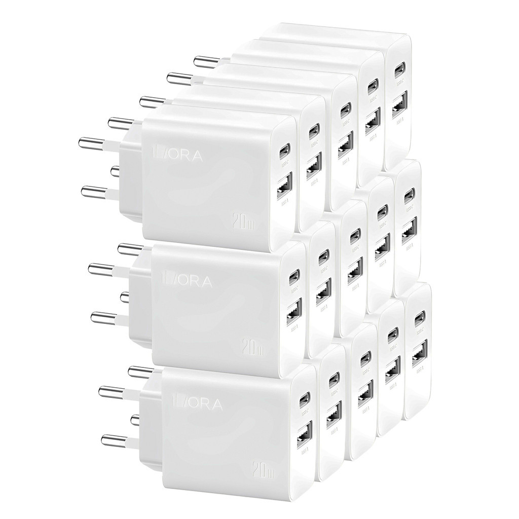 KIT 15x Carregador Usb 1Hora, Porta Usb A/C Pd20W Branco