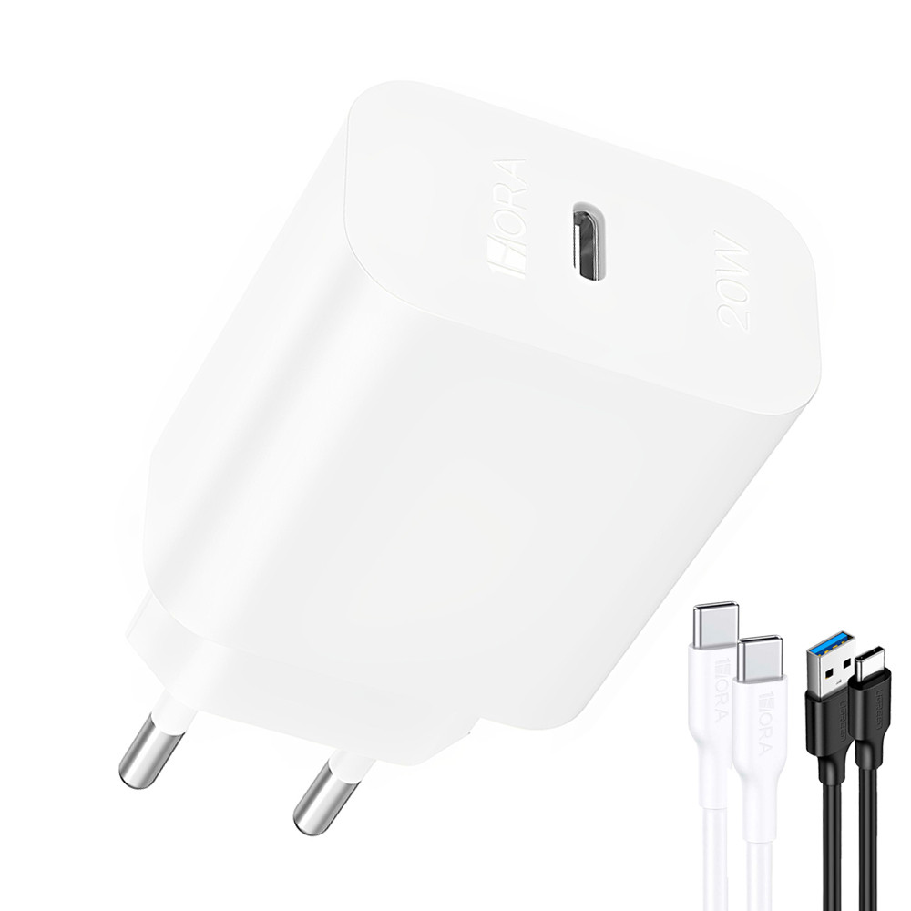 Carregador Usb C  1Hora Pd20W + Cabo Usb C 1 Metro  (K-7057-3042)
