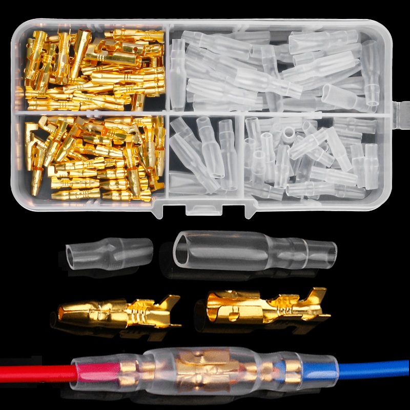 120 Pçs/set 3.5mm Latão Bala Conector Do Terminal Masculino & Feminino Com Tampa Fio Elétrico Carro