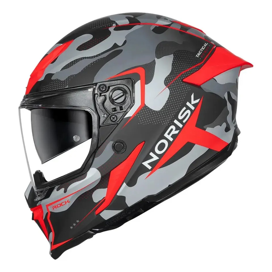 Capacete Norisk Rock Tactical Preto E Vermelho Militar + viseira fume
