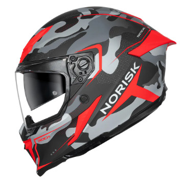 Capacete Norisk Rock Tactical Preto Vermelho Fosco C/Óculos
