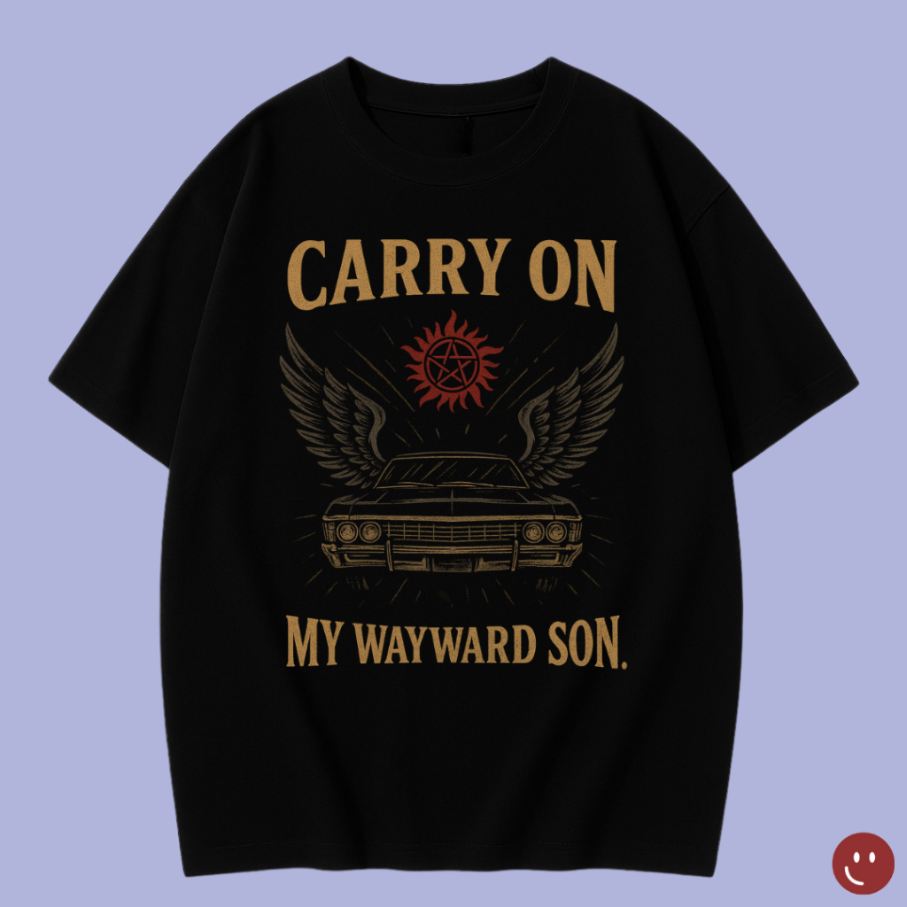 Camiseta Carry On My Wayward Son – Estilo Vintage, Estampa Sobrenatural, Unissex
