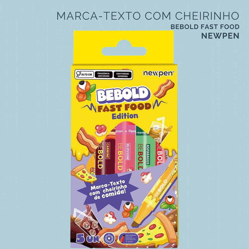 Marca Texto Be Bold Fast Food - 5 cores - Edition Newpen