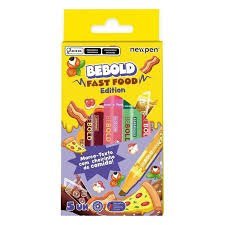 Marca-Texto Be Bold Fast Food Edition 5 Cores Aromáticas Kit NewPen