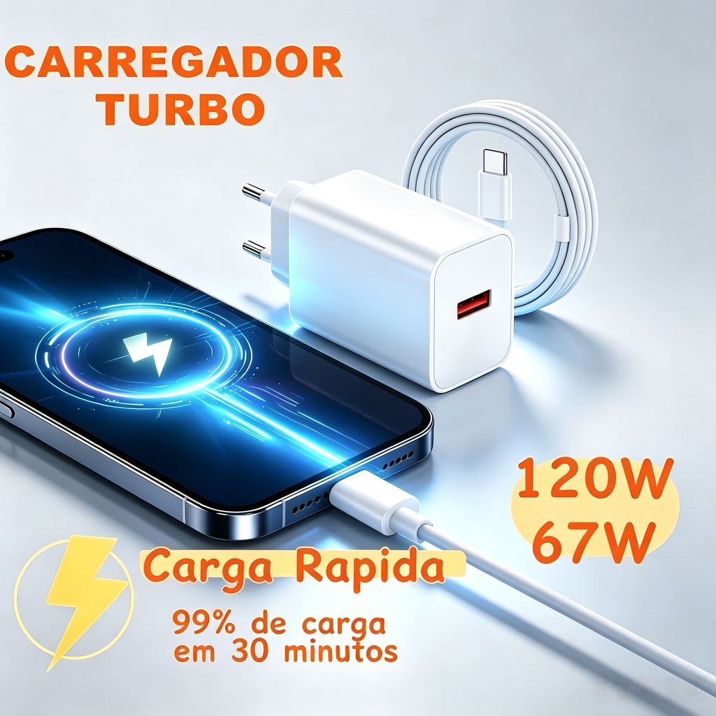 Kit Carregador  Completo OR 67/120W Compatível  Para Xiaomi Com 6A USB C Cabo Fast Turbo Charge