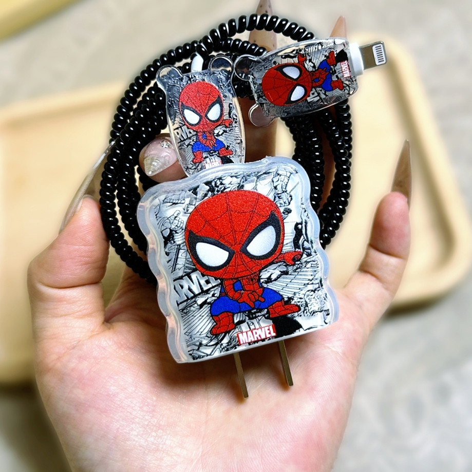 Capa Protetora à Prova de Choque para Carregador Apple Marvel Spider-Man para iPhone 15/16 Pro Max