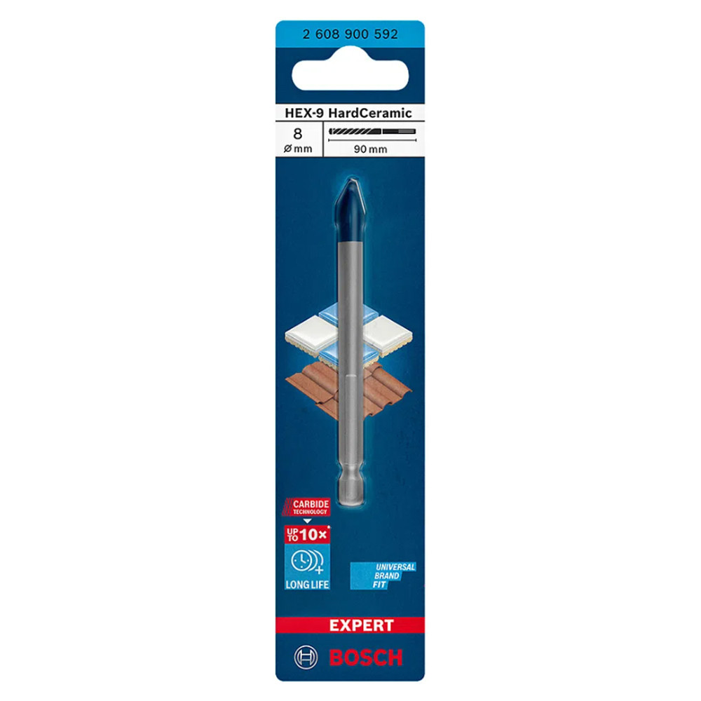 Broca para porcelanato EXPERT HEX-9 Hard Ceramic 8mm Bosch