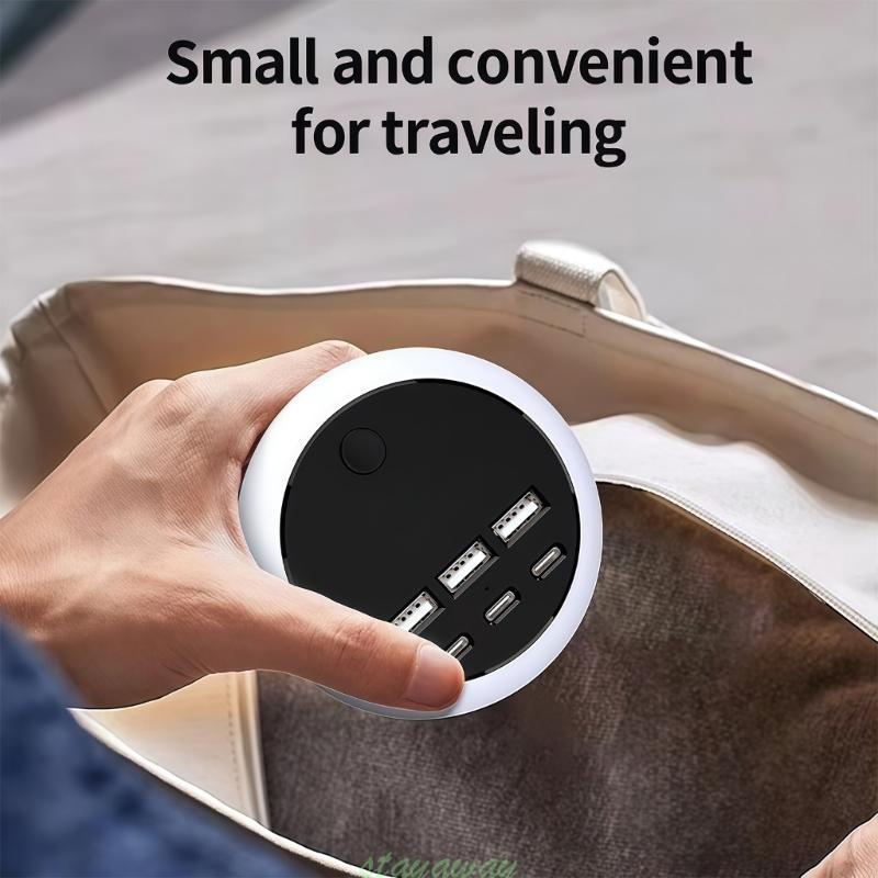 SRA Hub Carregamento USB Para Viagem Retrátil Plugue Britânico 6 Portas Soft LED Night Light Design En