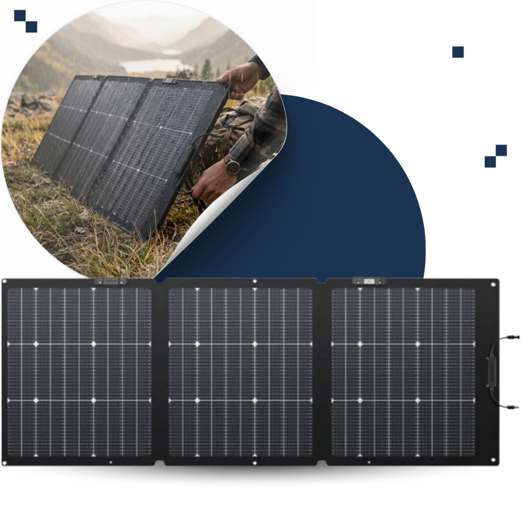 Painel Solar Portátil Ecoflow 160w Fotovoltaica Dobrável Placa Preto