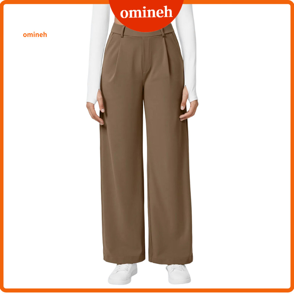 Women Pants with Pockets Business Women’s High Waist Wide Leg Wrinkle-resistant Trousers Side Perfect for Work for Sou