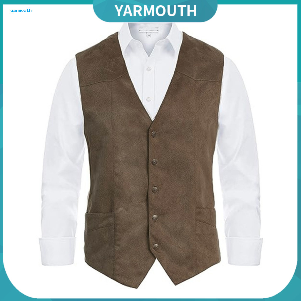 Single-breasted Vest Smooth Wiring Men's Slim Fit V-neck Waistcoat with Pockets Single Breasted Formal Business Suit Sle
