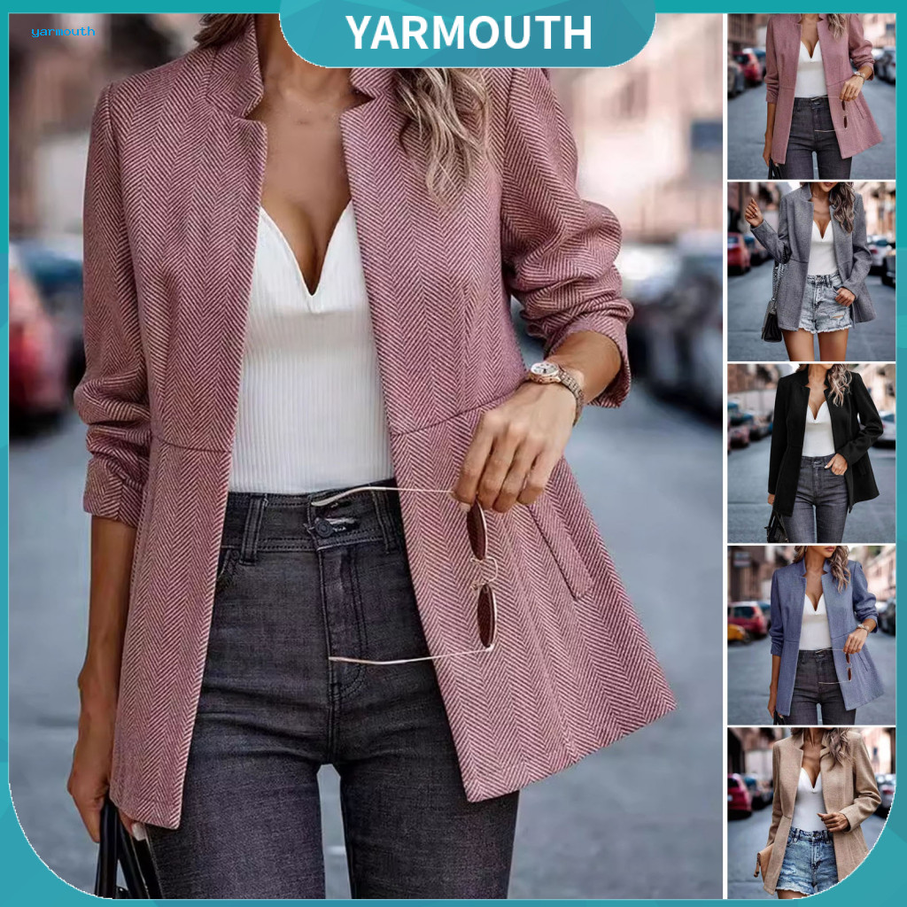 Versatile Women Suit Coat Women’s Loose Fit Blazer Jacket with Pockets Notch Collar Long Sleeve Open Front Business Fo