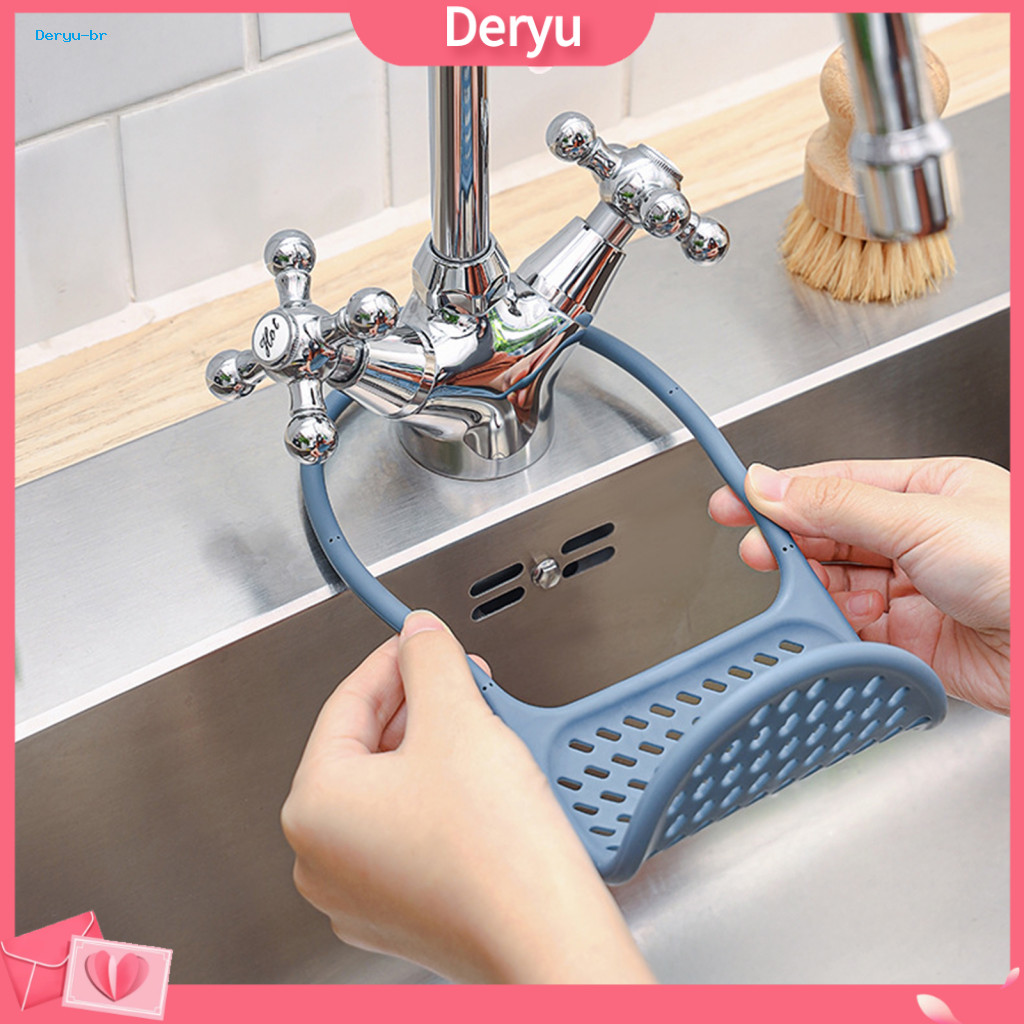 Hanging Sponge Holder Small Item Basket for Sink Adjustable Bendable for – Quick Dry Draining Rack Durable Plastic Kit