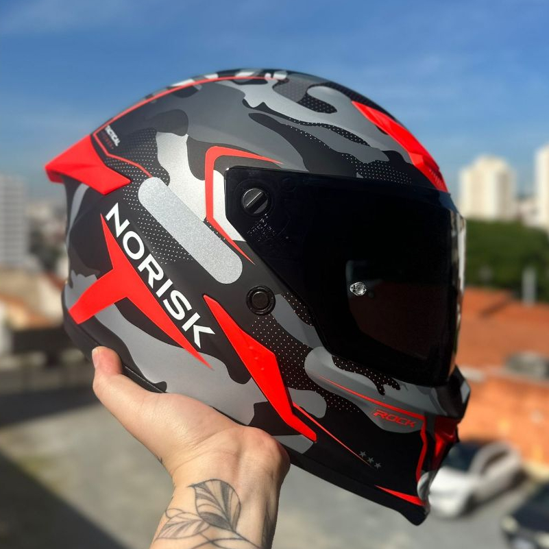 CAPACETE NORISK ROCK LANÇAMENTO TACTICAL VISEIRA SOLAR INTERNA + AEROFOLIO INTEGRADO + VISEIRA FUME