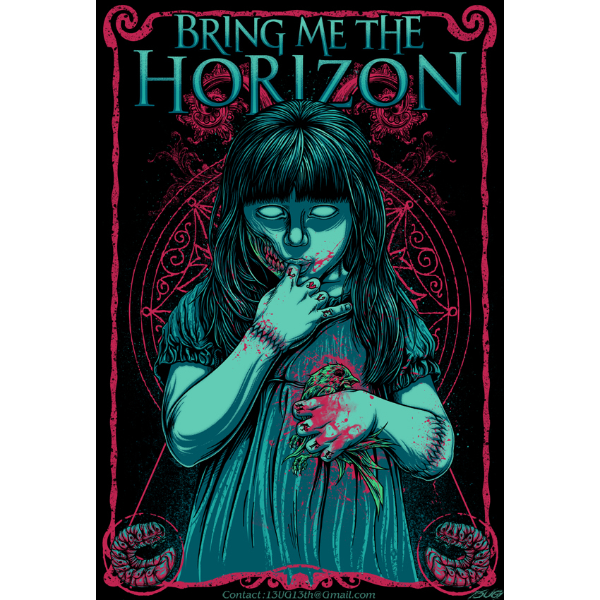 Poster Banda Bring Me the Horizon Singer Oliver Sykes Can You Feel My Heart  Emo Hard rock Post-hardcore alternativo Rock Álbum Sempiternal That's the Spirit Suicide Season