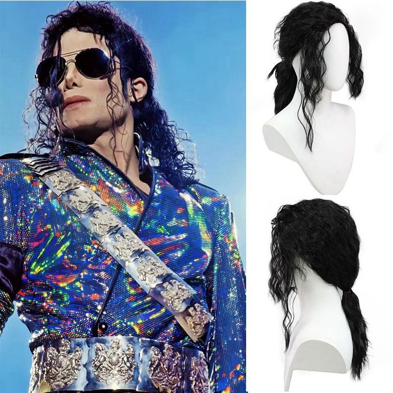 Michael Jackson Peruca Rock Singer cos Performance de Palco Cabelo Falso Michael Jackson