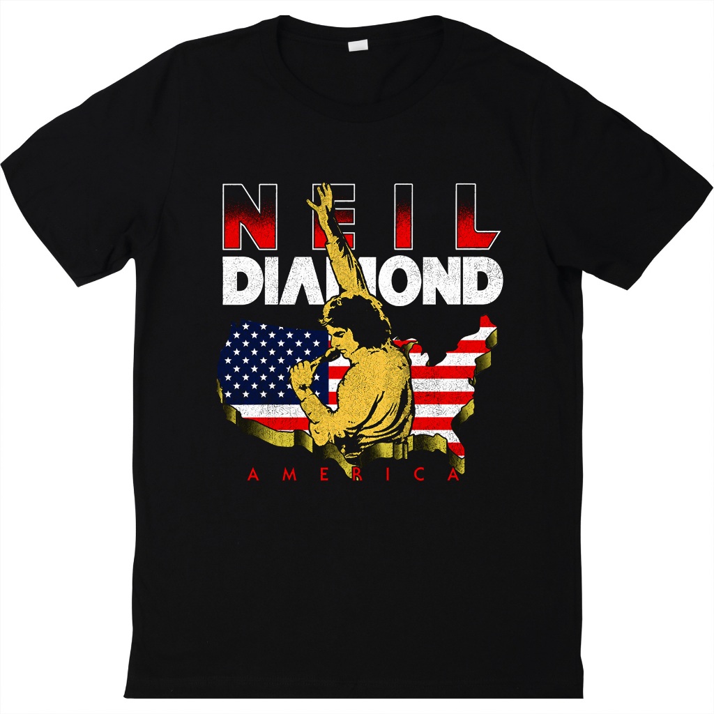 Camiseta Neil Diamond America Tour Singer | Camisa Unissex Blusa Algodão Pop Rock Folk