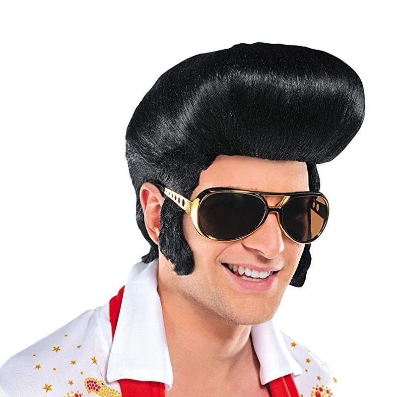 Rock Singer Elvis Cosplay Halloween Day Party Ball Peruca Masculino Chapelaria 8.31